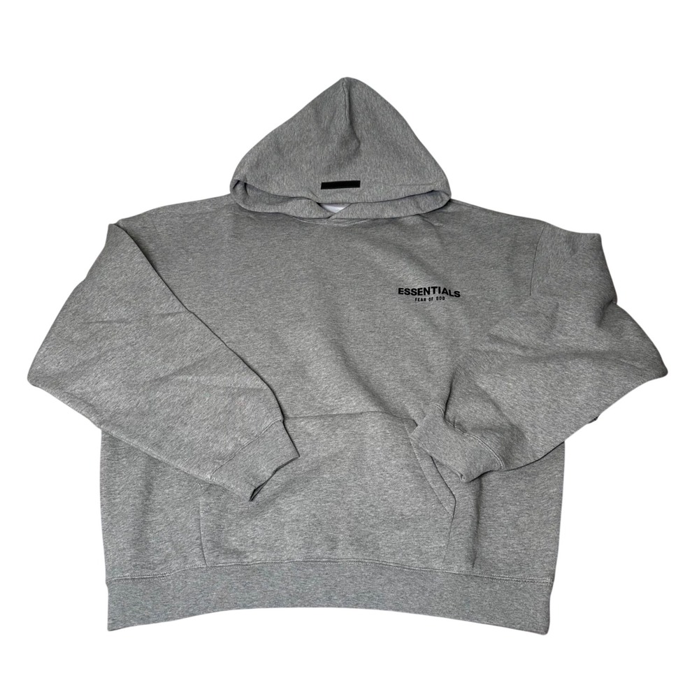 Fear of God Essentials Hoodie Dark Oatmeal Grey XL Pullover Logo Streetwear